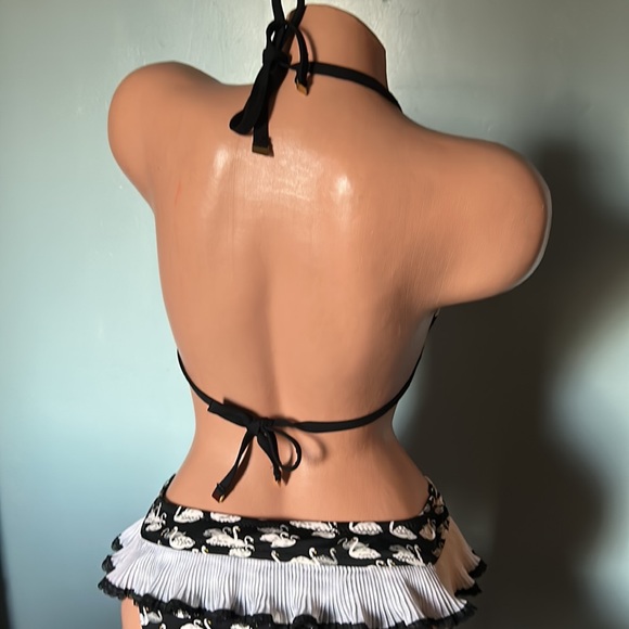 Betsey Johnson black white pink swan lake bikini swimsuit ruffle bow doll M - Picture 8 of 11